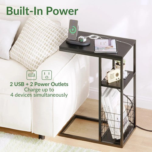 ODIKA Side Table, Under Seating Table with Integrated Power, Adjustable C-Shaped End Table for Home, Living Room, Bedroom ODIKA Side Table, Under Seating Table with Integrated Power, Adjustable C-Shaped End Table for Home, Living Room, Bedroom